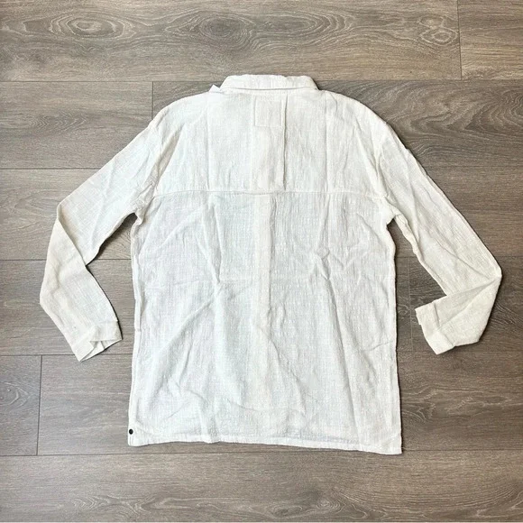 Free People One Teaspoon Button Down Shirt Crinkle Gauze Poplin Cotton White - Picture 12 of 16